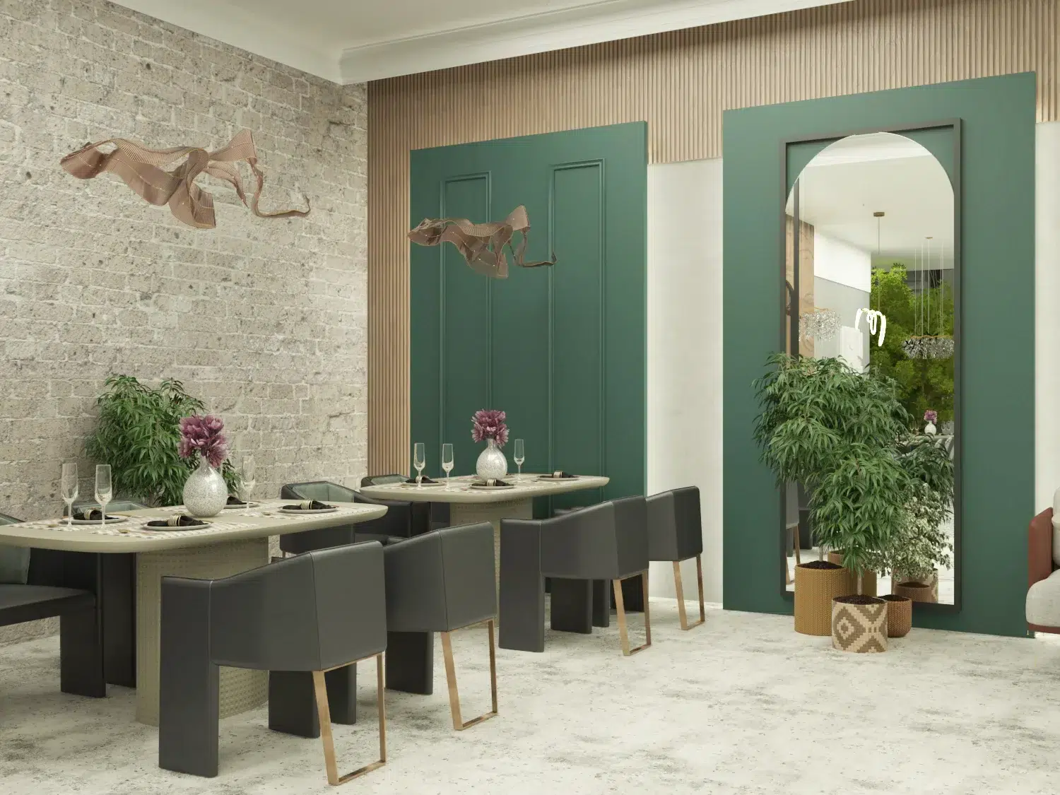 Sustainable Home-designed restaurant interior combining comfort, luxury, and modern design