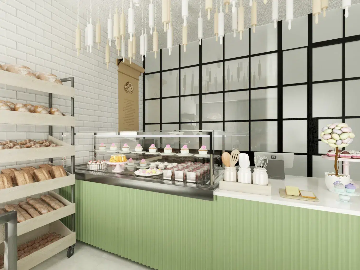 bakery shop design with functional layout and aesthetic pastry counters