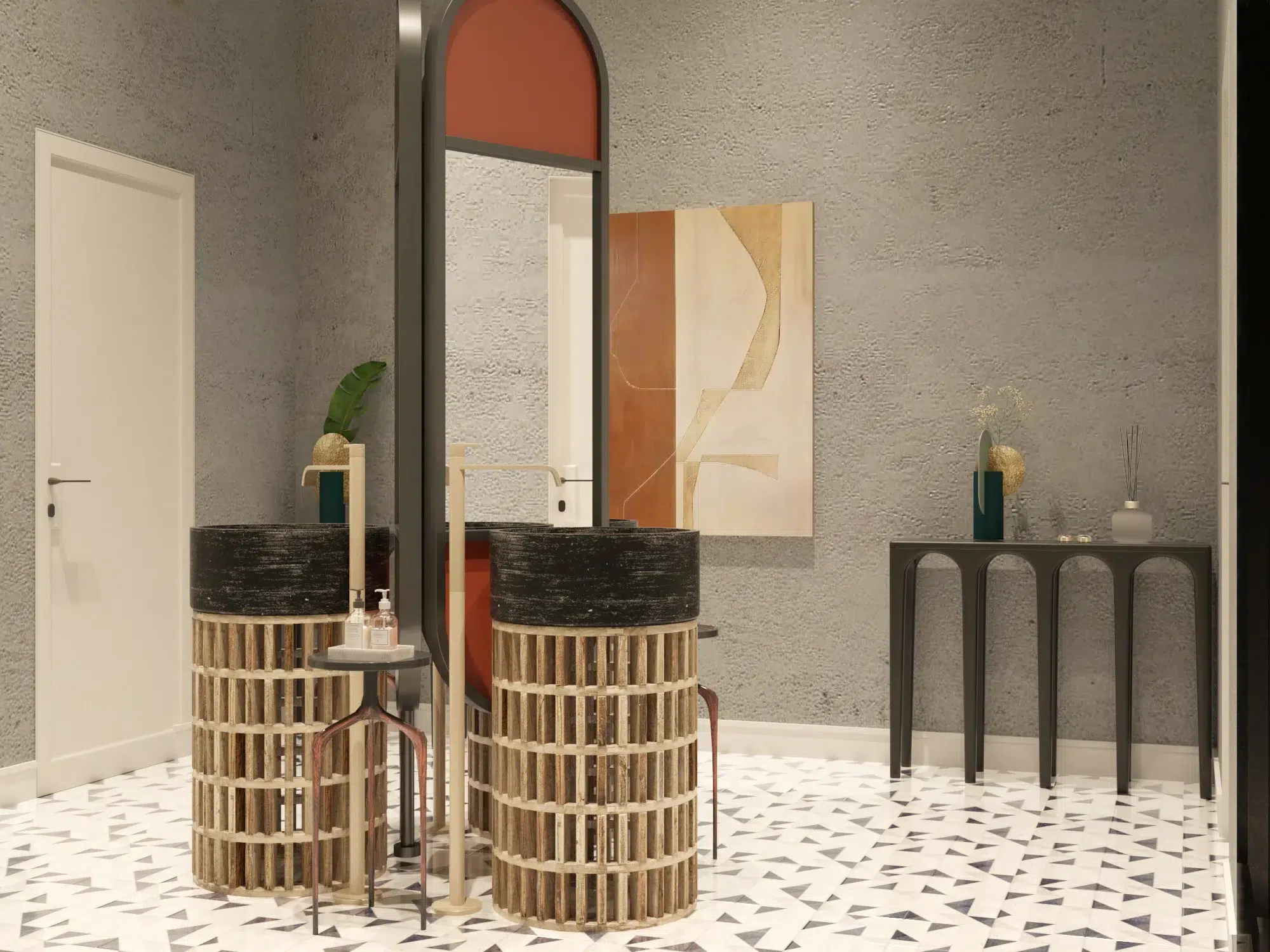 Elegant modern bathroom with premium finishes designed by Sustainable Home