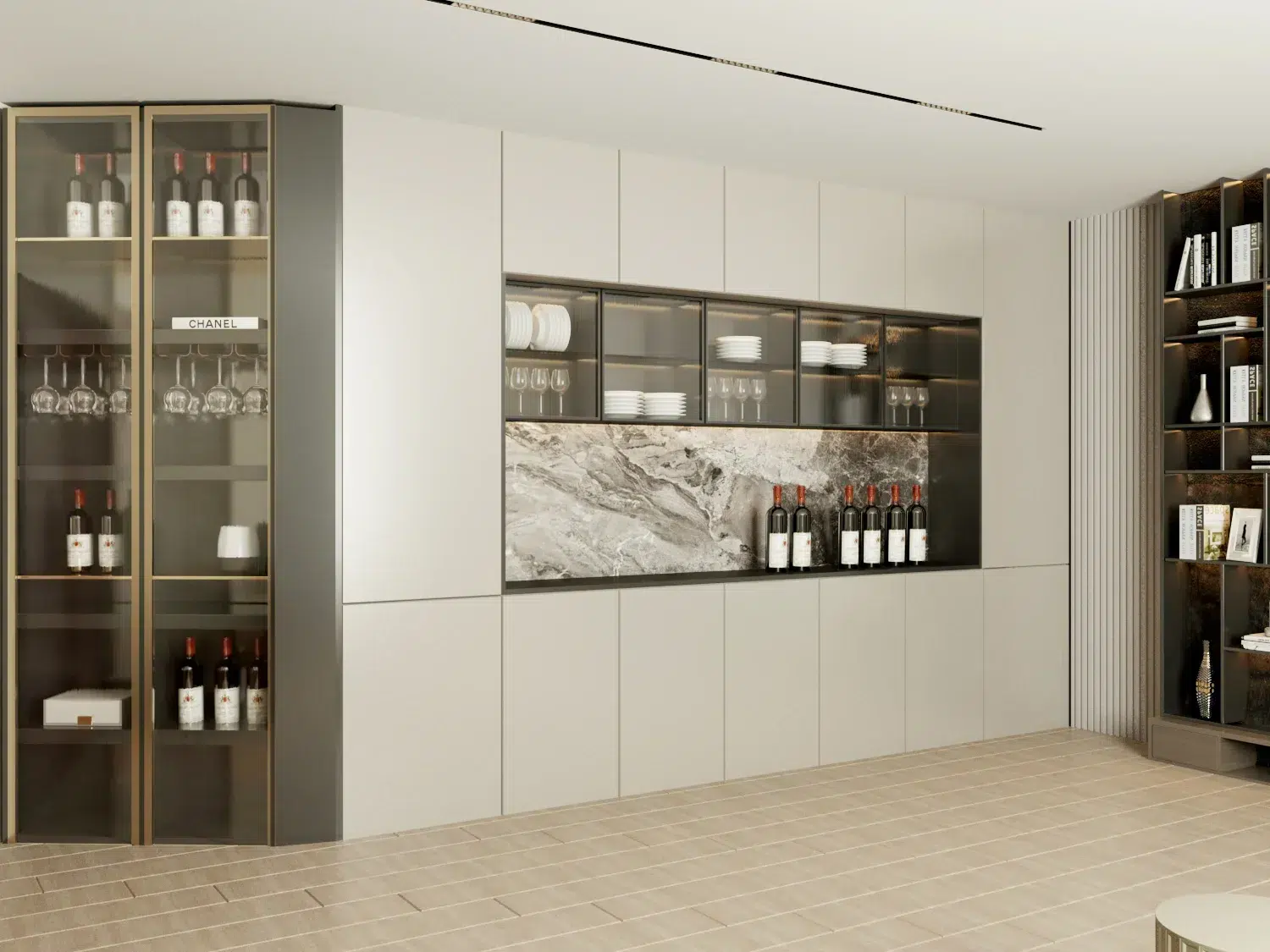 Guest bedroom interior design with warm neutral tones