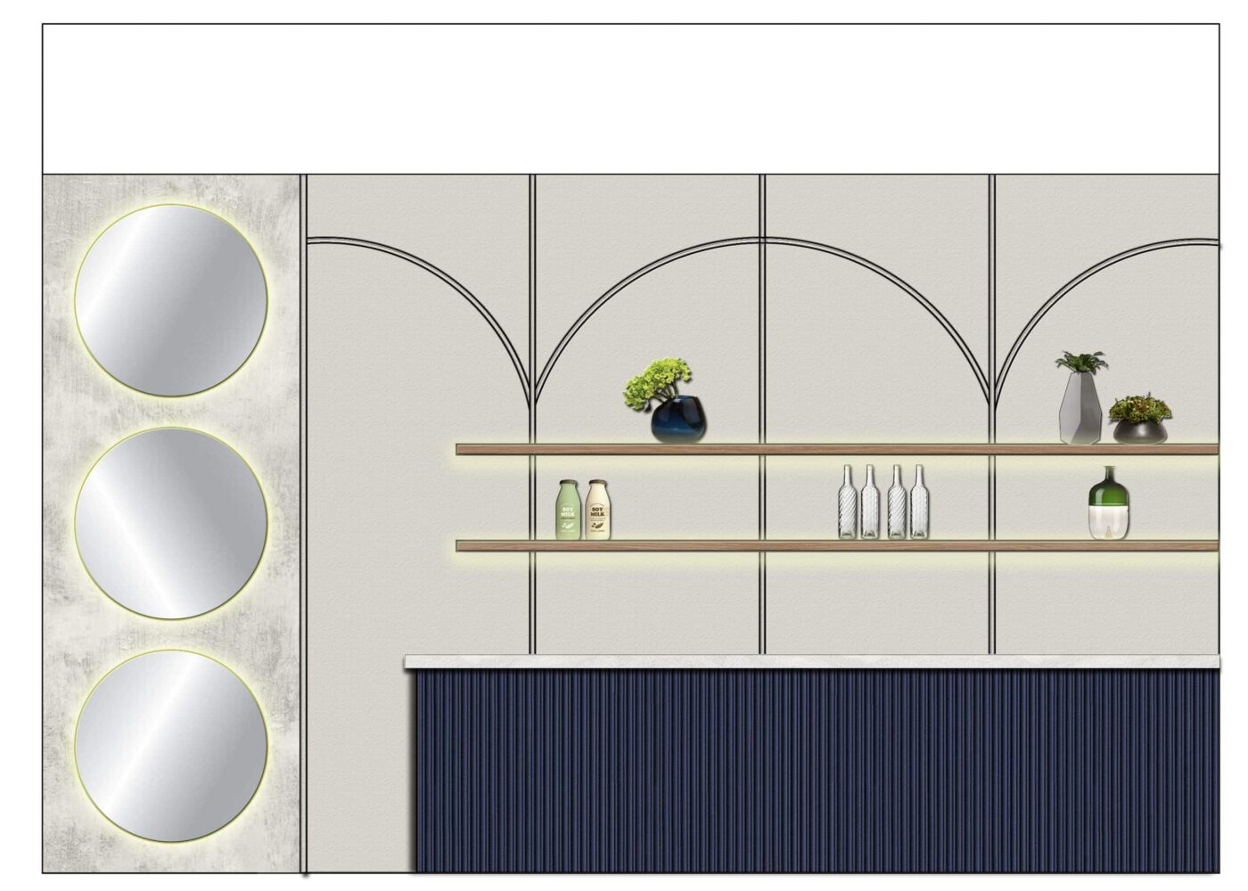 2D café interior design with layout illustrating furniture placement and circulation