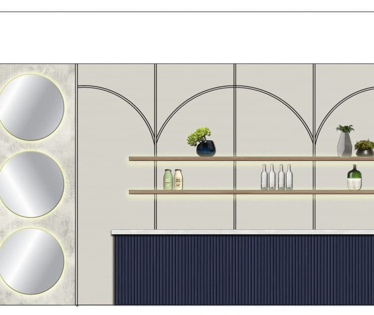 2D café interior design with layout illustrating furniture placement and circulation
