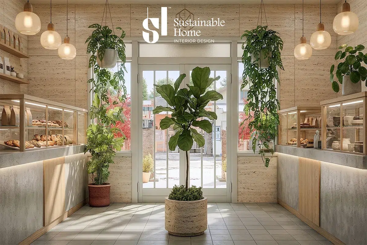 Minimalist coffee shop interior design in Riyadh optimized for hybrid work with sleek modular furniture