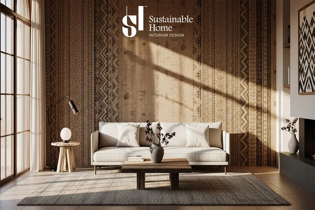 Sustainable luxury wallpaper in room design featuring modern villa Riyadh 2026