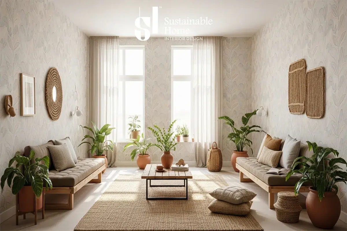 living room wallpaper in room design with thermal insulation properties for Riyadh 2026