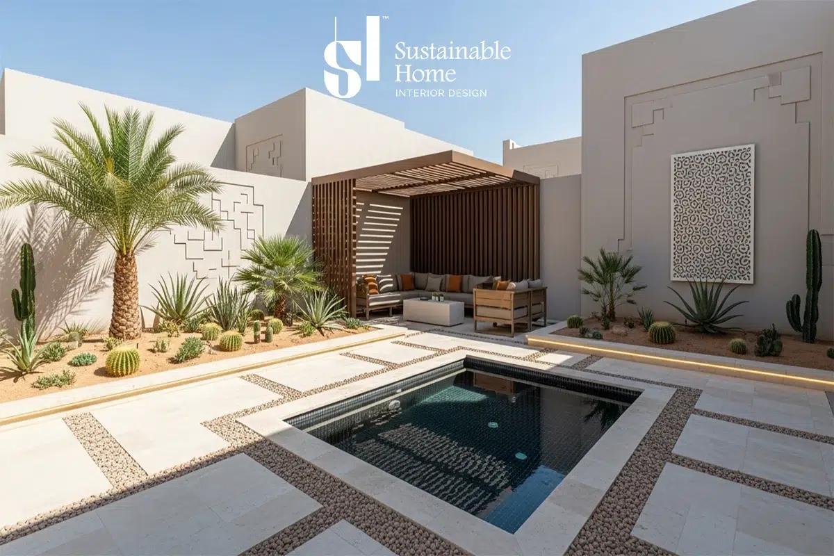 تصميم حوش فيلا صغيرة مودرن في حي حطين بالرياض يدمج الجلسات الغاطسة والحدائق العمودية لعام 2026