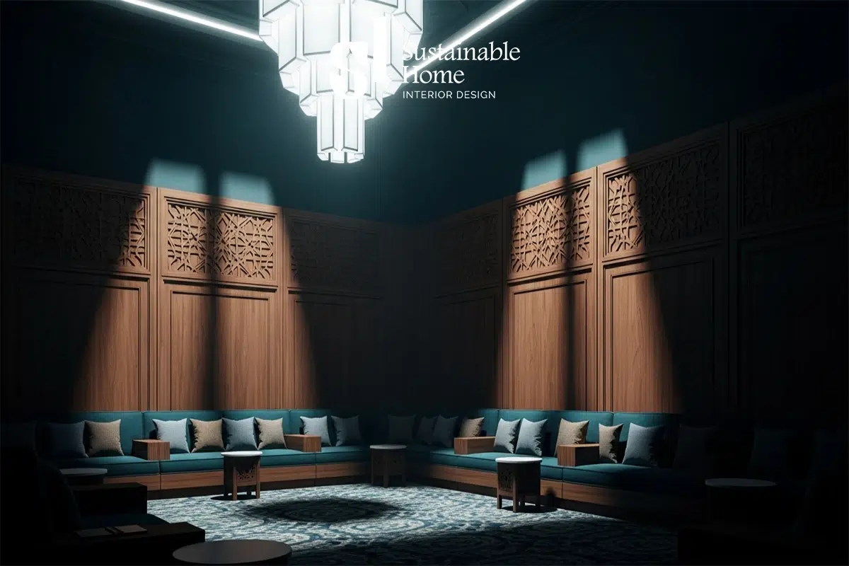 تصميم ديكور داخلي لمجلس نيو كلاسيك مودرن في الرياض يجمع بين الفخامة والأصالة السعودية - شركة المنزل المستدام