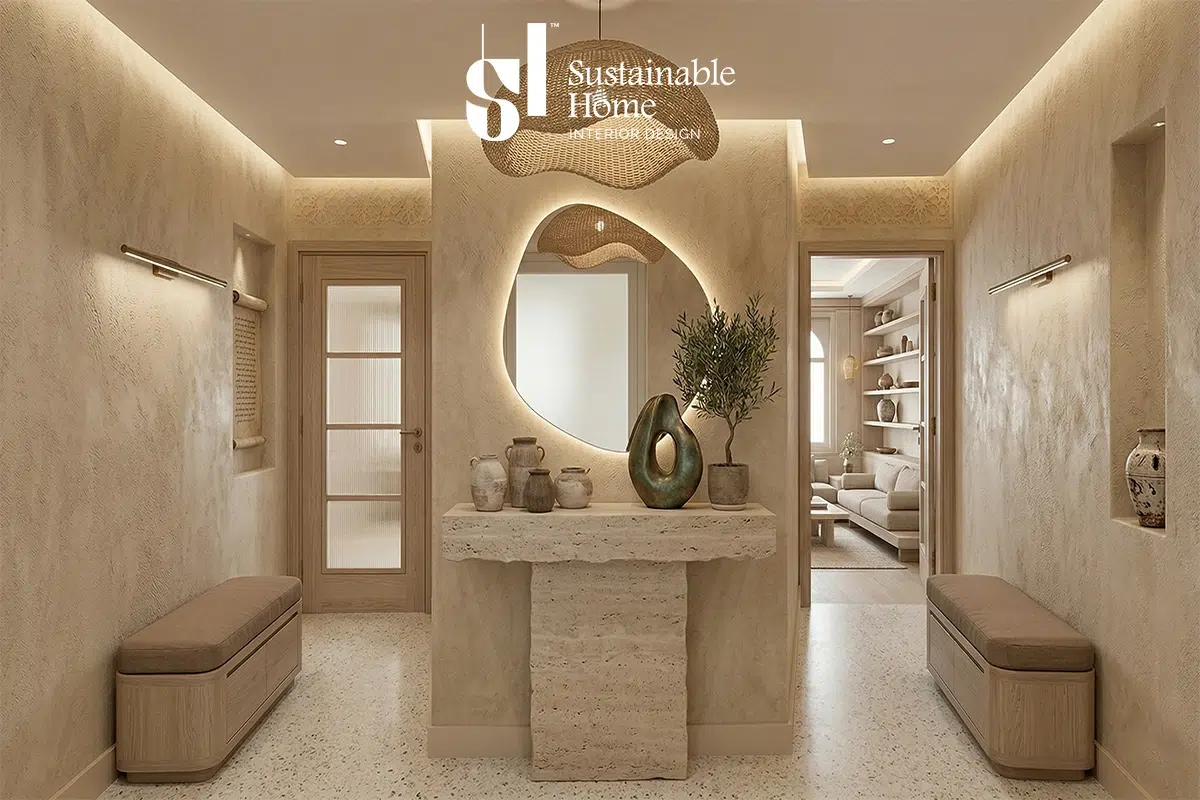 تصميم ديكور سقف مدخل البيت مع اضاءة مخفية وجبس مودرن