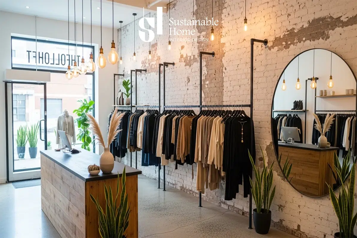 تصميم ديكور محل ملابس عصري في الرياض يعتمد على إضاءة High-CRI وأرفف عرض ذكية لزيادة معدل التحويل