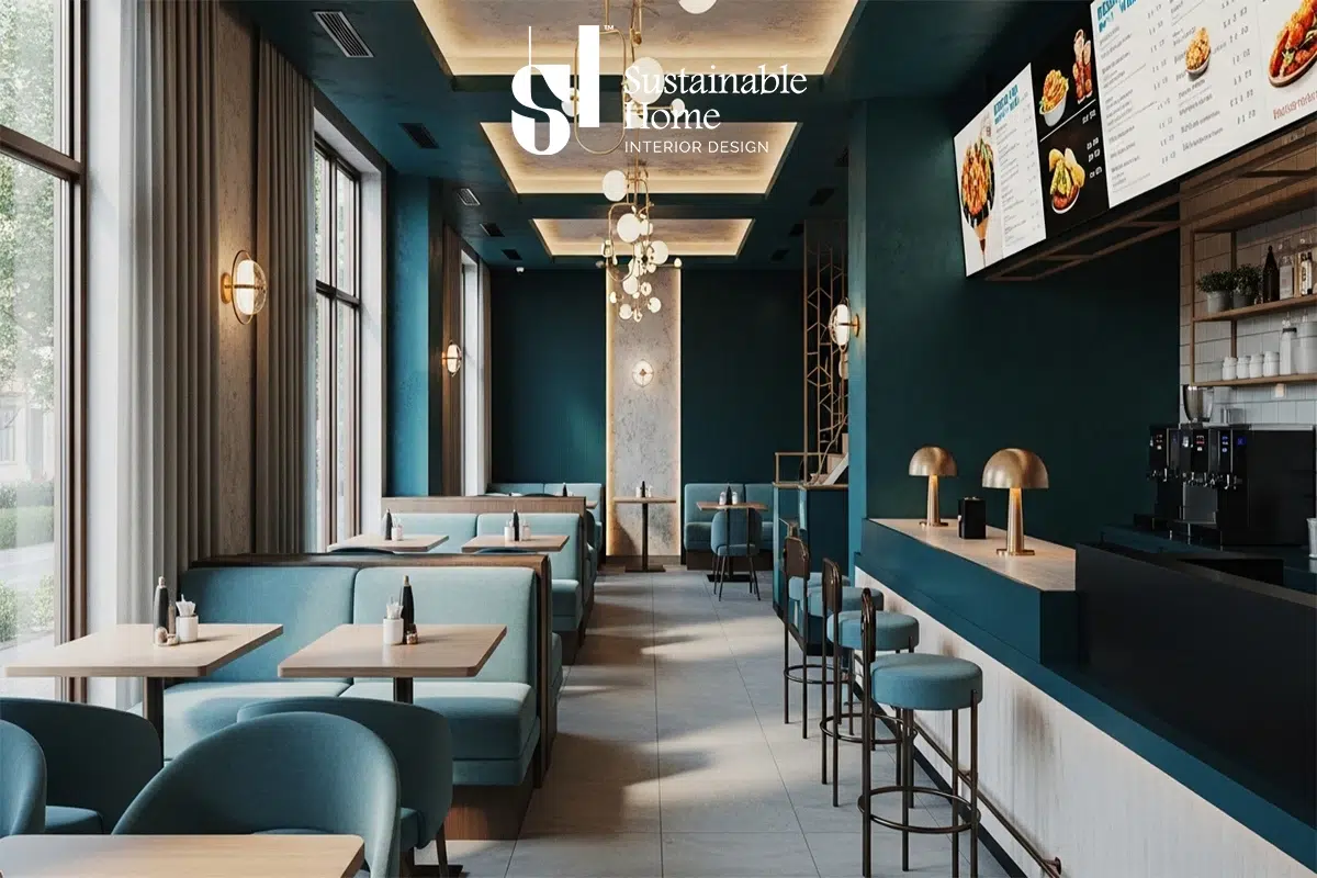 ديكور مطعم فاست فود وتصميم مطعم صغير يستغل المساحات بذكاء