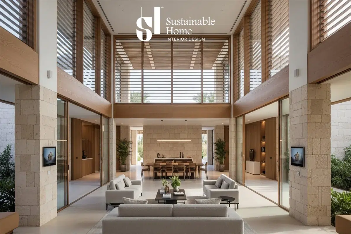 Luxury coastal villa interior design in Jeddah showcasing 'Red Sea Elegance' with humidity-resistant materials and Mostadam-certified water efficiency