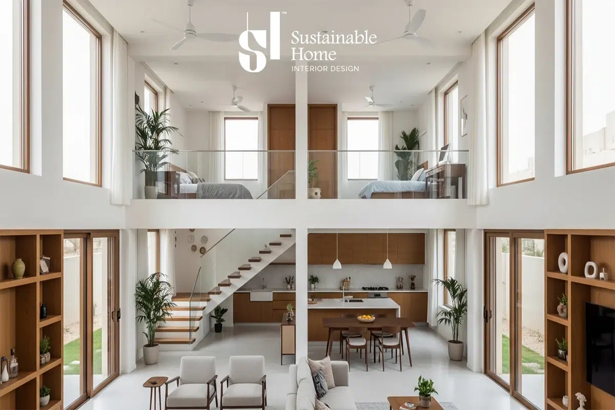 Luxury two-story villa in Al Aqiq, Riyadh, with smart lighting integration and energy-efficient building envelope