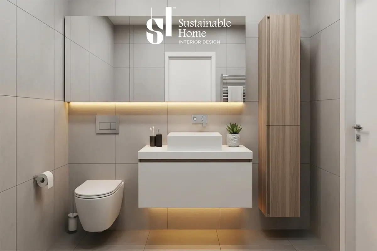 أفكار استغلال مساحات حمامات مودرن صغيرة في شقق الرياض 2026 باستخدام أدوات صحية معلقة وتخزين مخفي