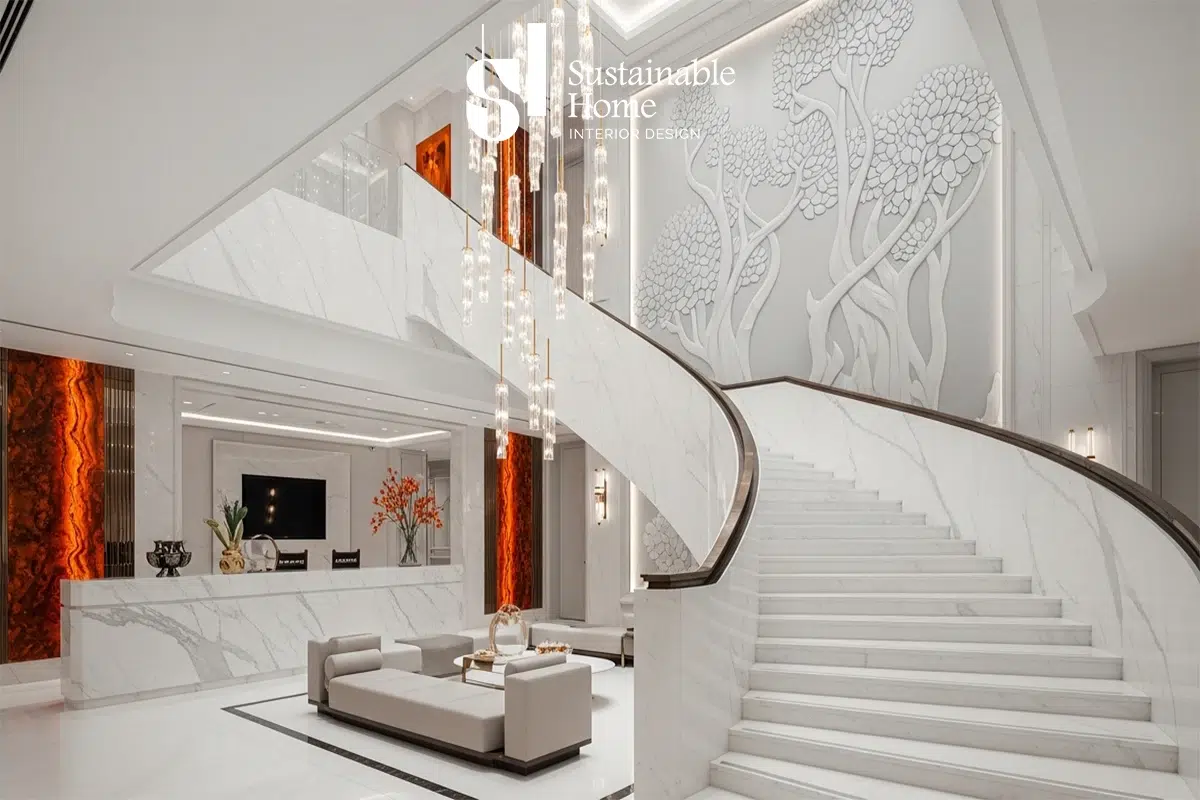 تصميم درج فيلا داخلي من المنزل المستدام 2026