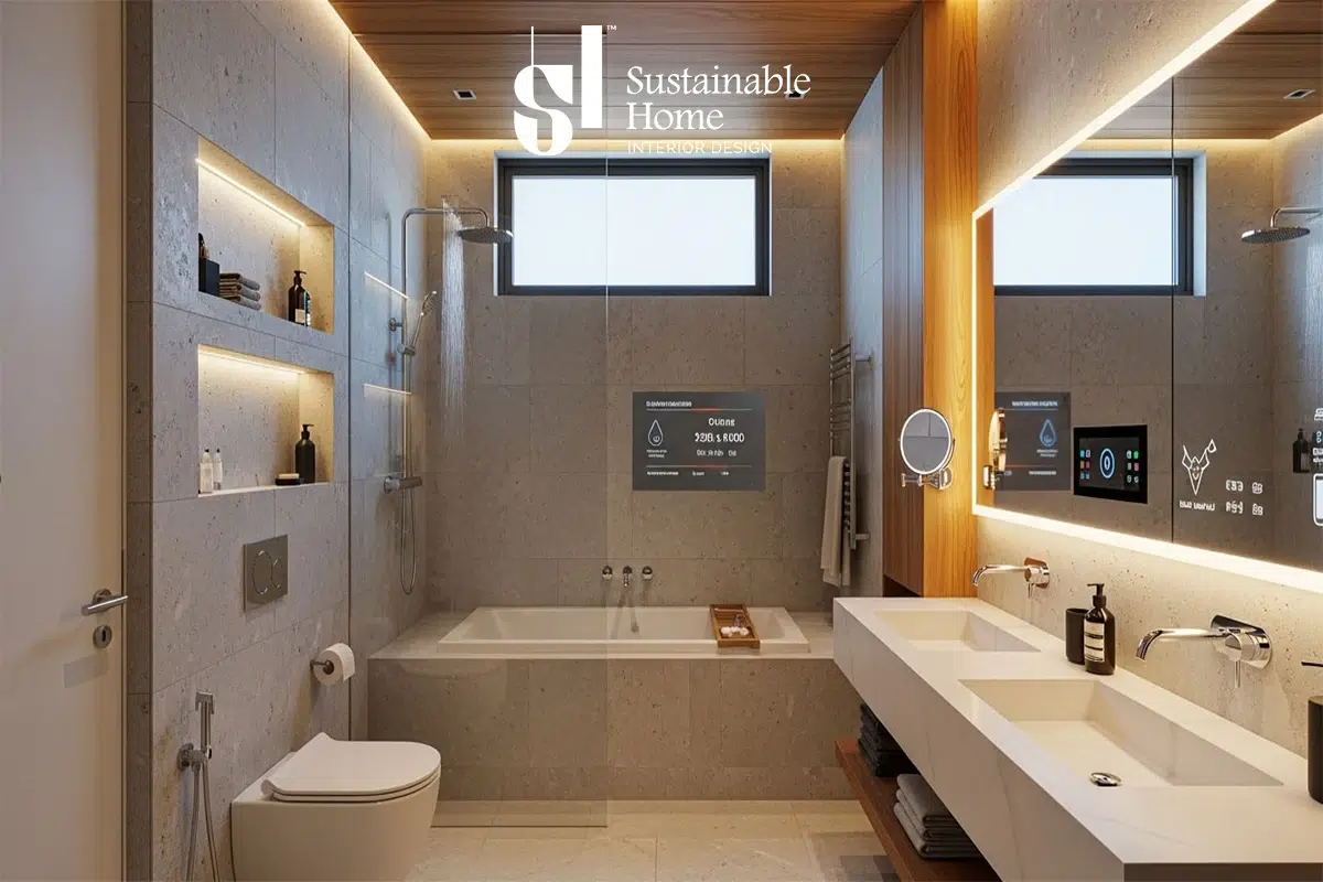 تصميم ديكور حمام مودرن 2026 في الرياض من تنفيذ المنزل المستدام