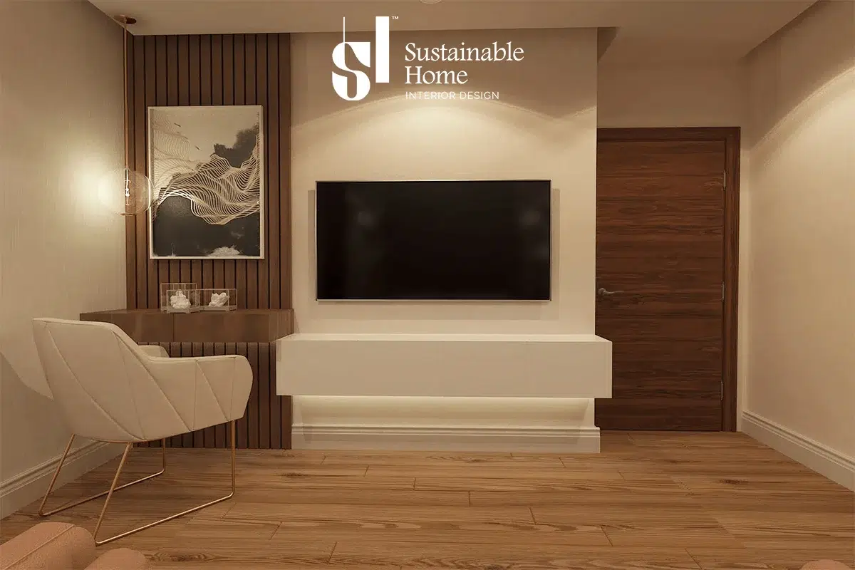 Modern Sustainable Bedroom Design with TV wall in saudi arabia 2026
