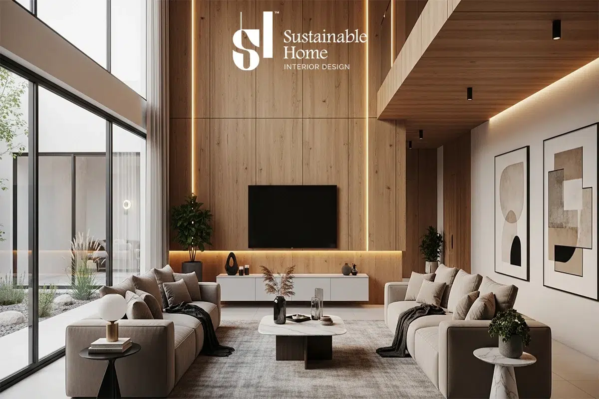 Sustainable home interior design showing a climate-responsive villa layout in Jeddah 2026